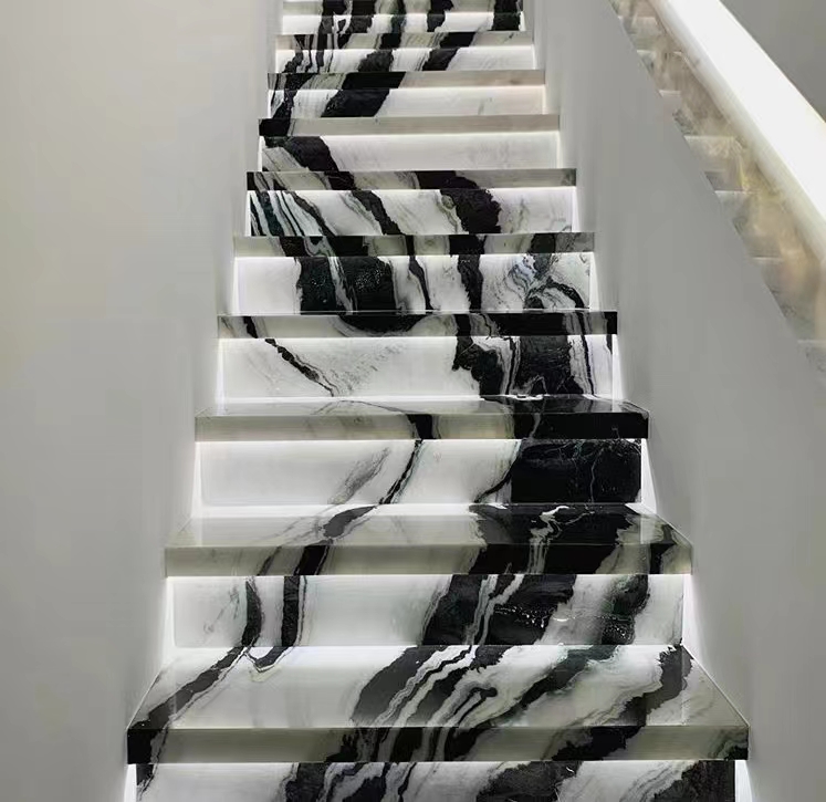 Panda White Marble Staircase Steps