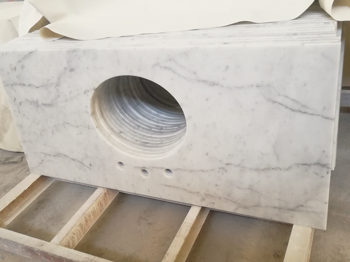 Carrara white marble vanity tops bathroom countertops