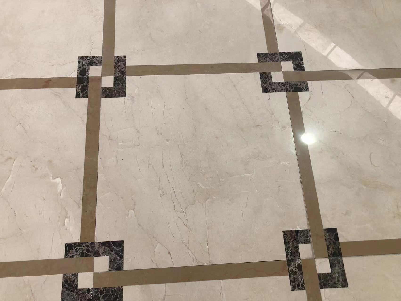 Crema marfil natural marble waterjet medallions flooring