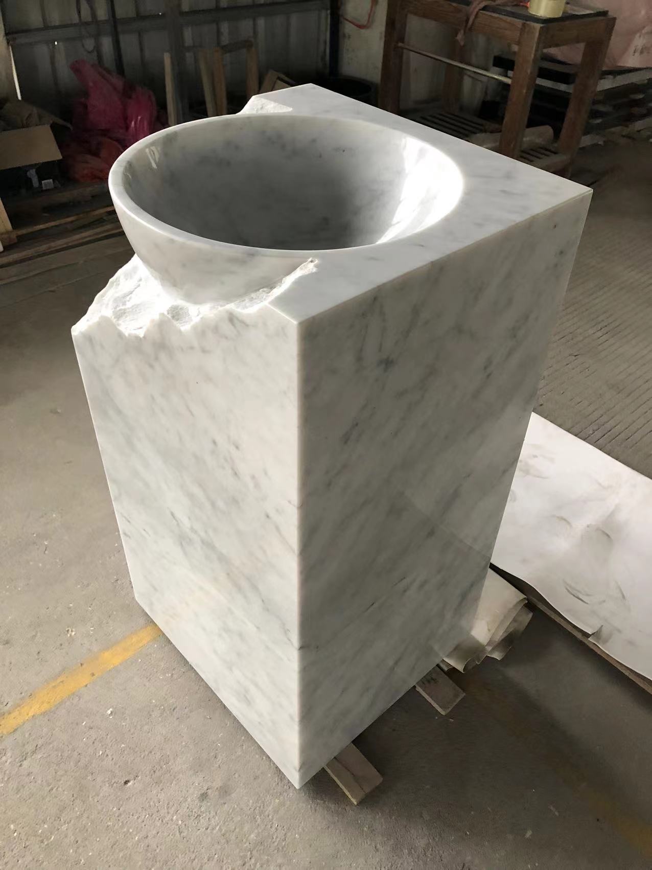 Bianco Carrara White Marble Pedstal Sinks
