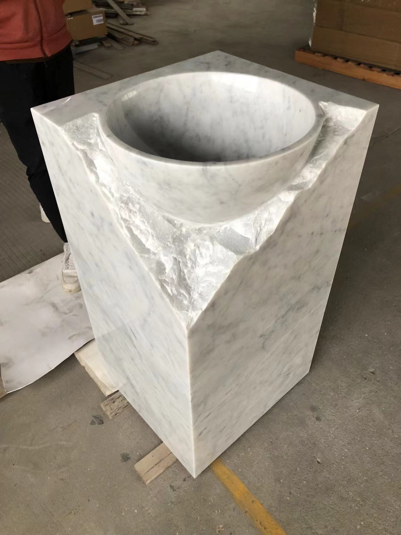 Bianco Carrara White Marble Pedstal Sinks