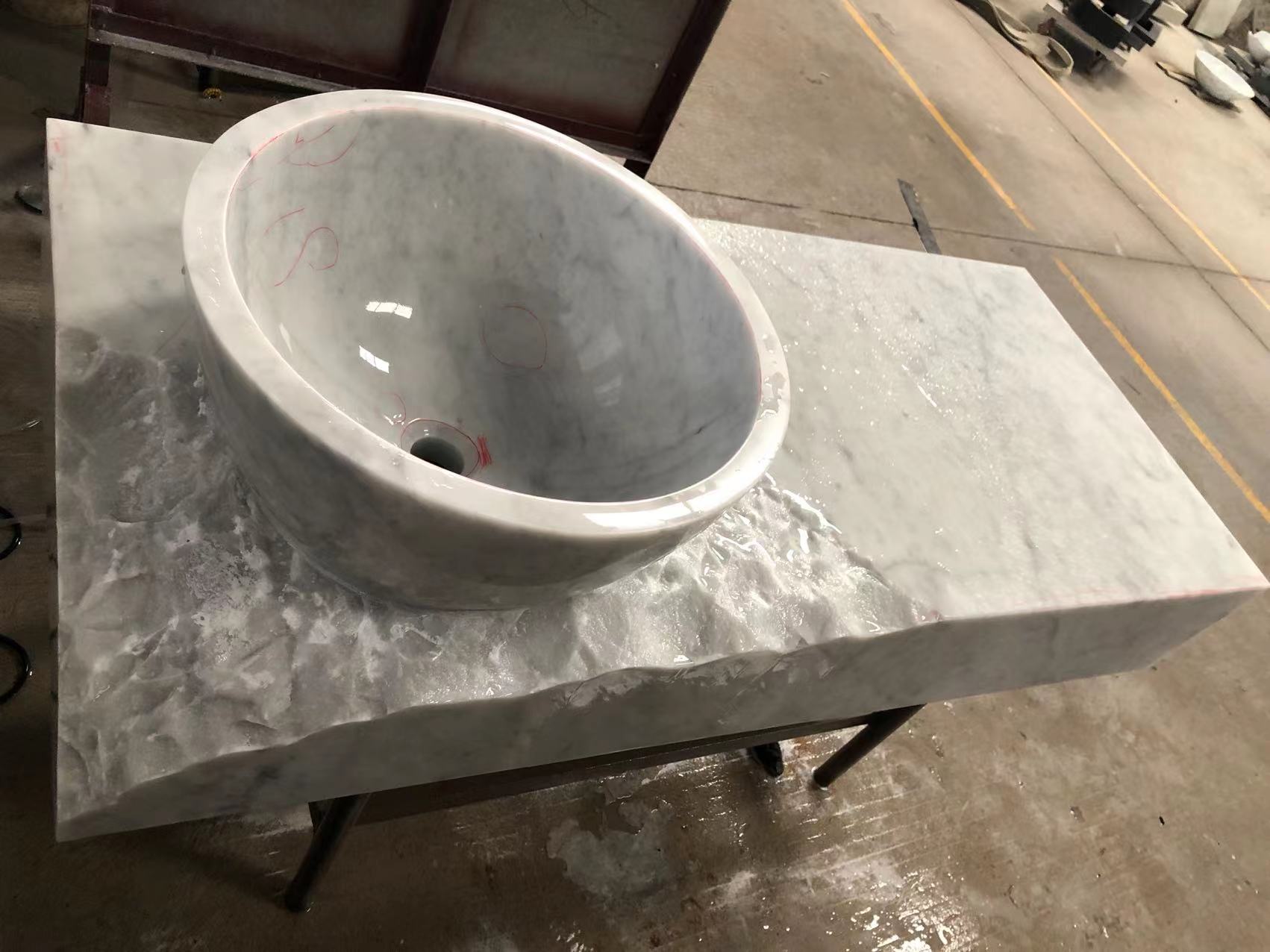 Bianco Carrara White Marble Sinks Tops