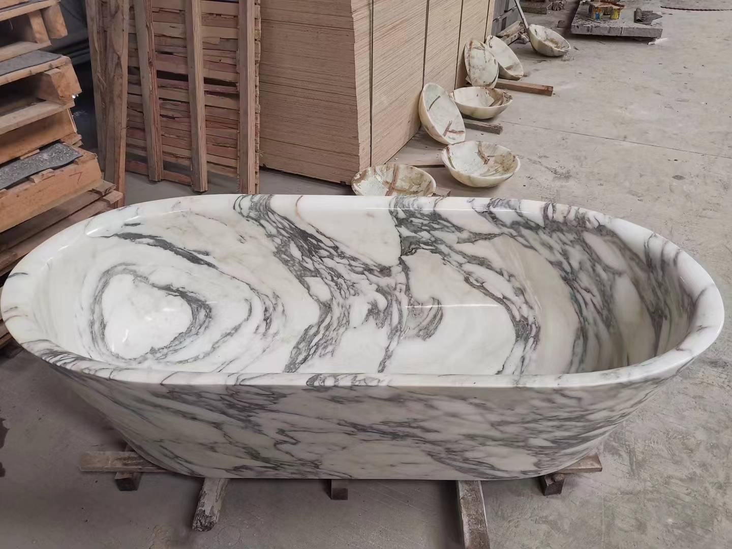 Arabescato White Marble Bathtub