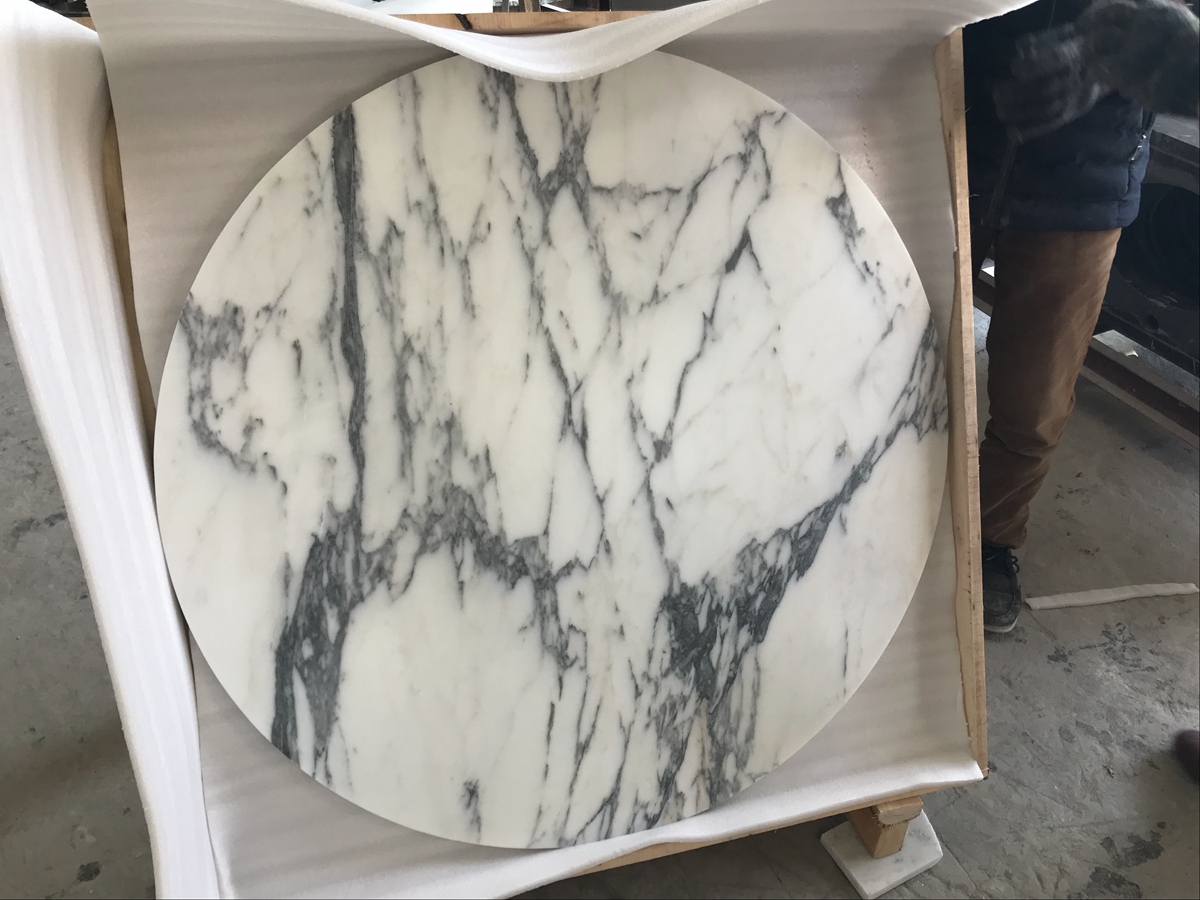 Arabescato White Marble Round Table Tops