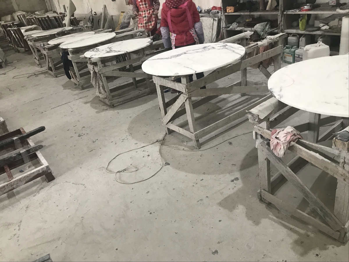 Arabescato White Marble Round Table Tops
