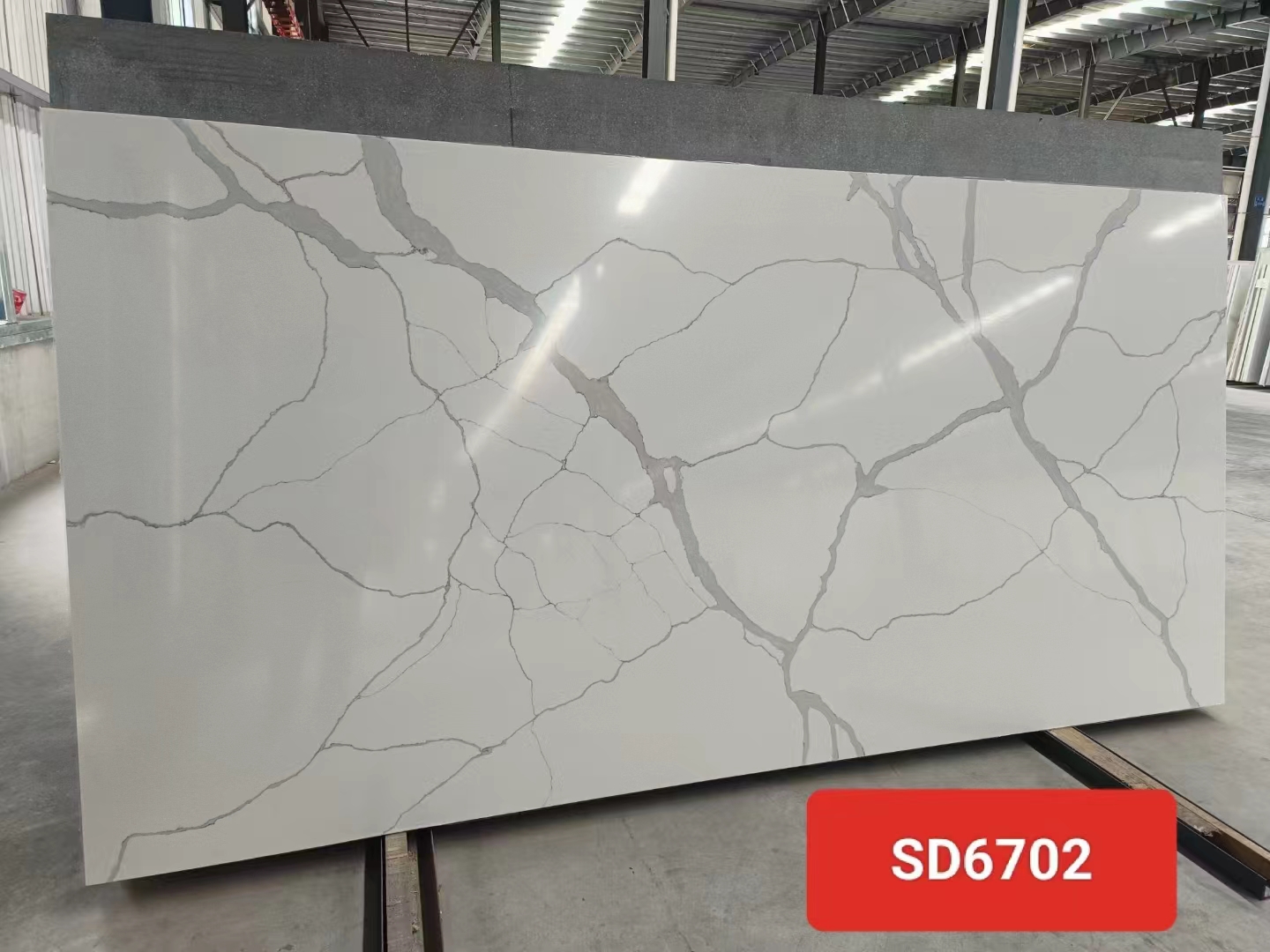 Statuario White color vein quartz stone slabs 6702#