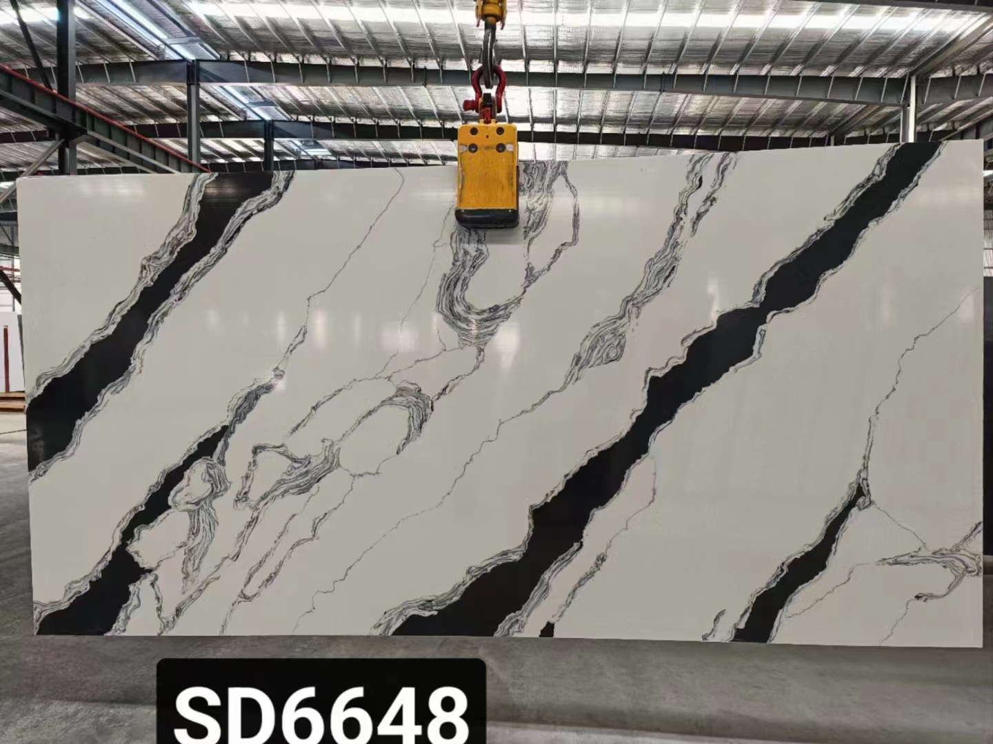Panda white color vein quartz stone slabs 6648#