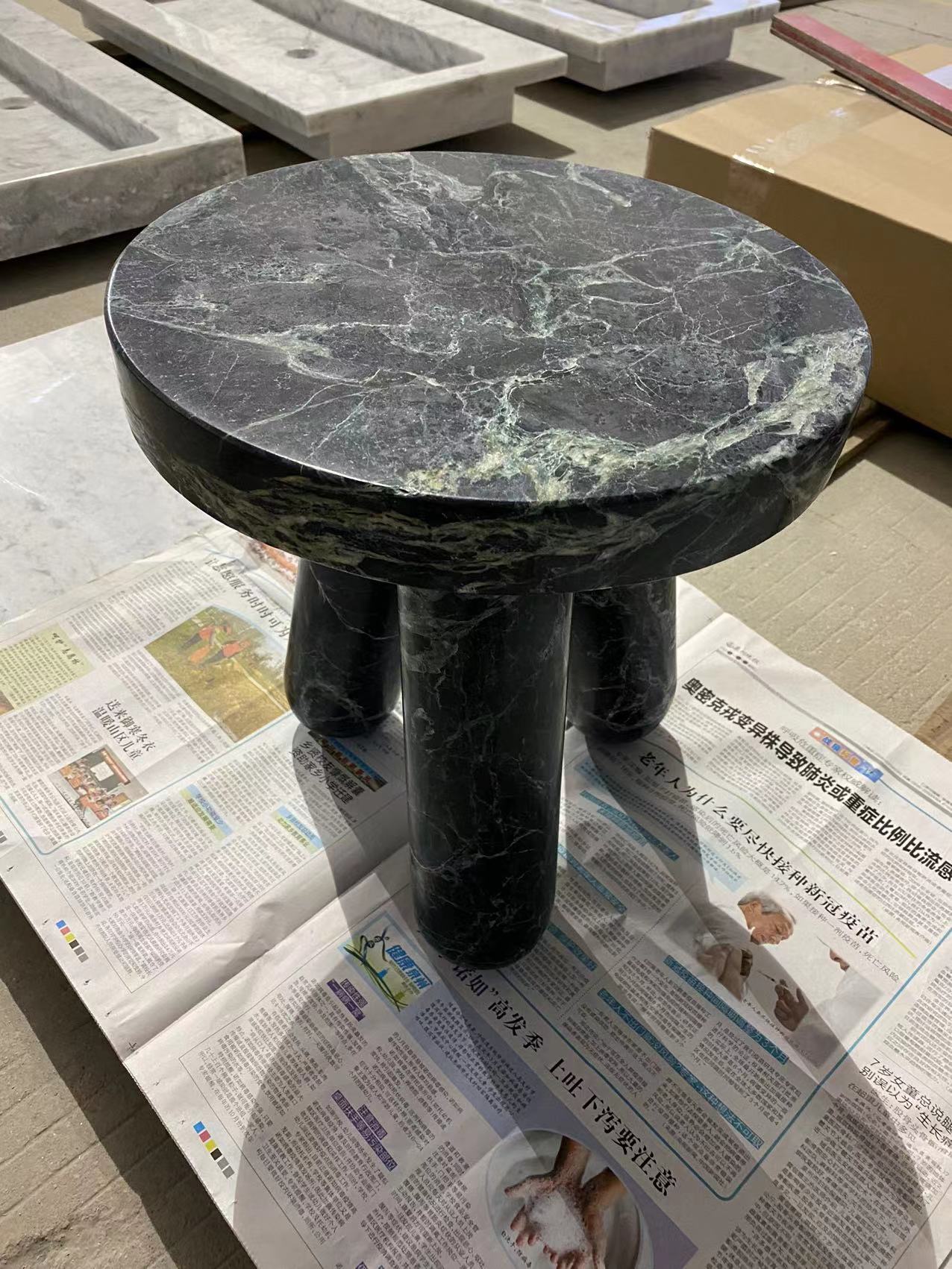 Stone Table Chair, Verde Green Marble Chair Bedside Tables