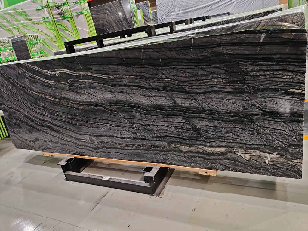 Black Forest Brown Wooden Forest Marble Slabs