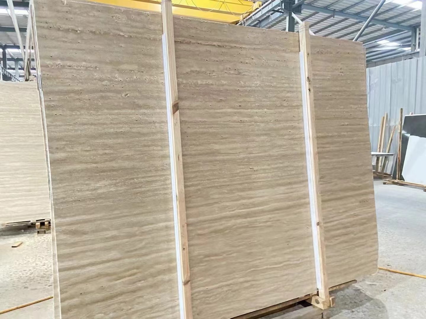Natural ivory white travertine honed and unfilled  Slabs