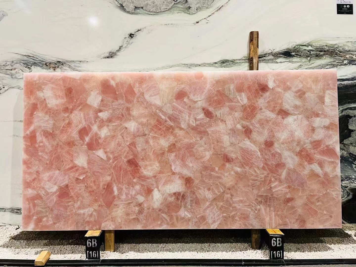 Pink quartz backlit natural semiprecious Stone Tiles
