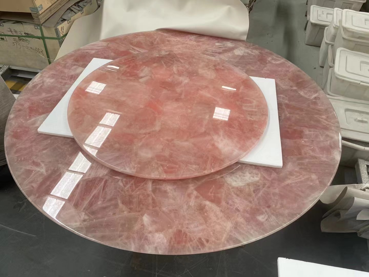 Pink quartz backlit Semiprecious Stone table