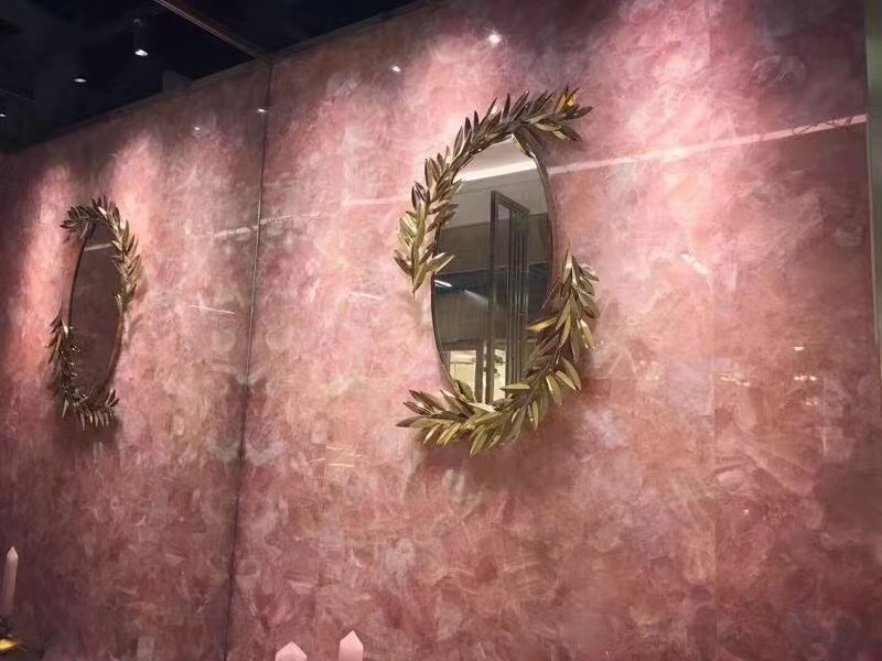 Pink quartz backlit Semiprecious Stone table