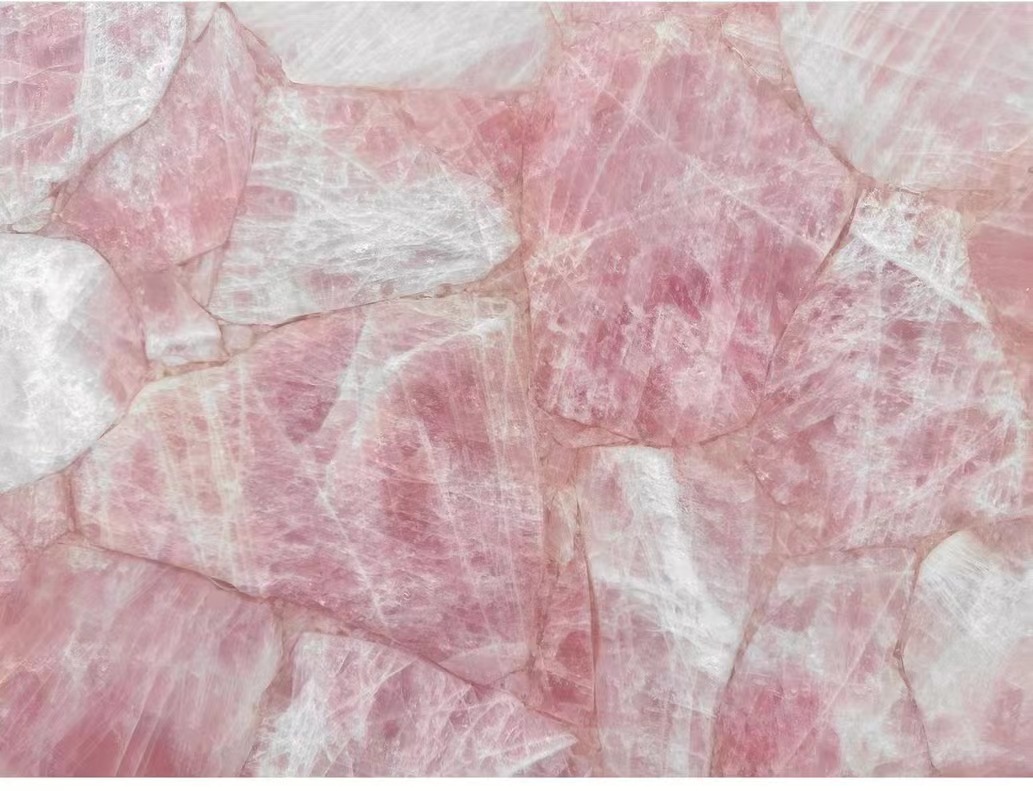 Pink quartz backlit Semiprecious Stone table
