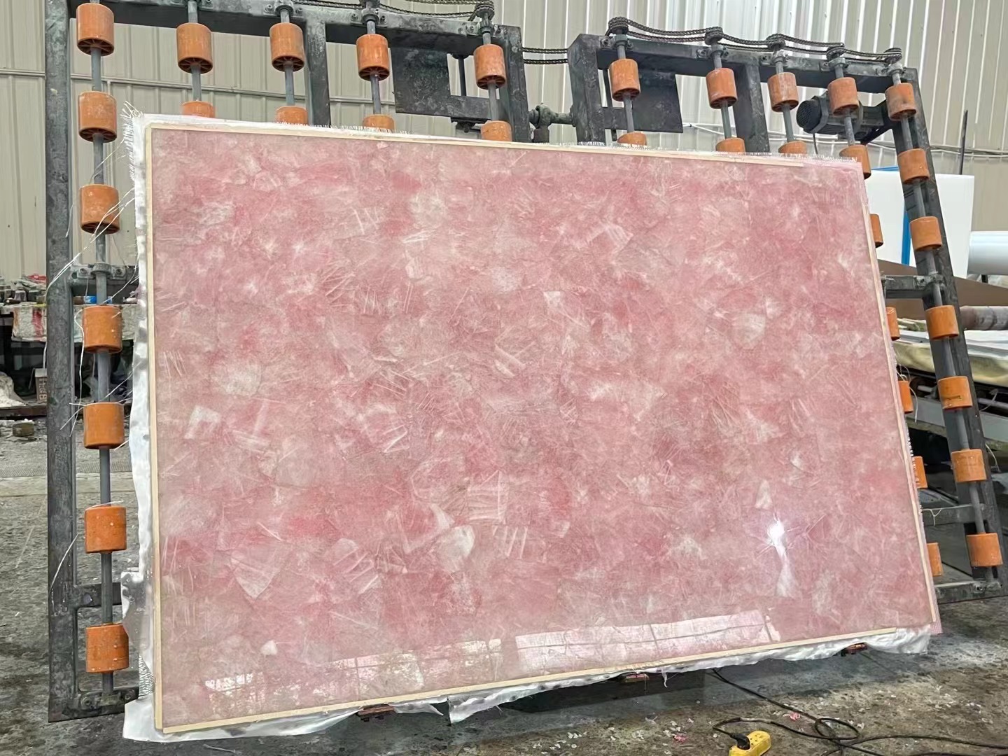 Pink quartz backlit Semiprecious Stone table