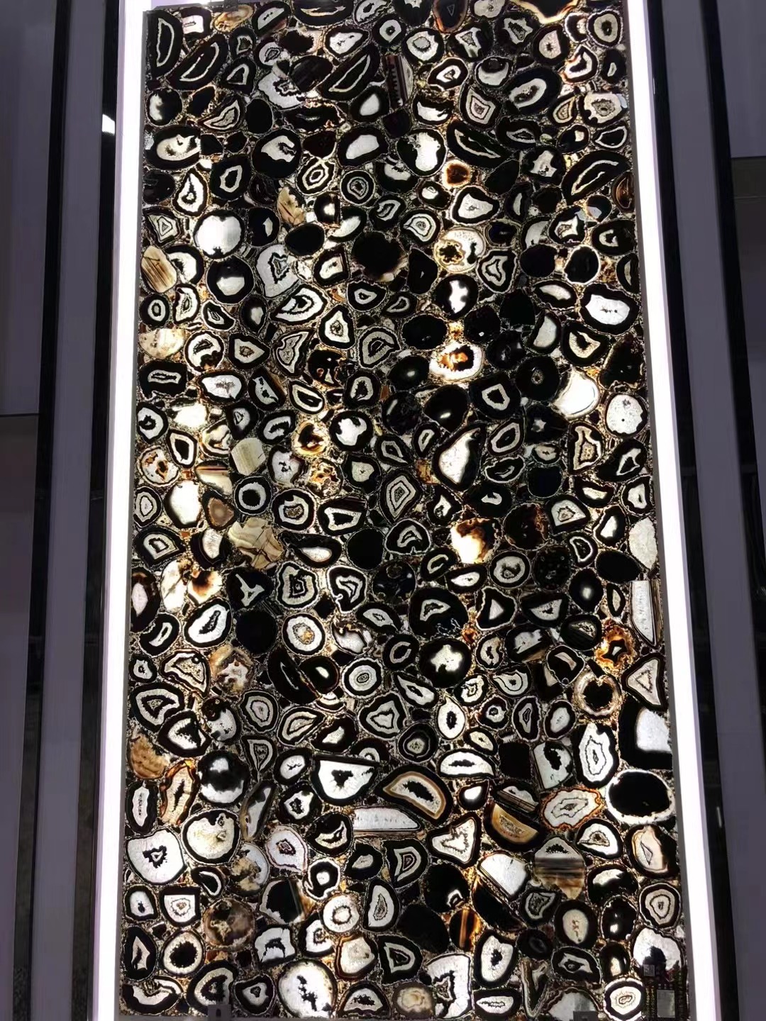 Black agate slabs semiprecious stone for wall