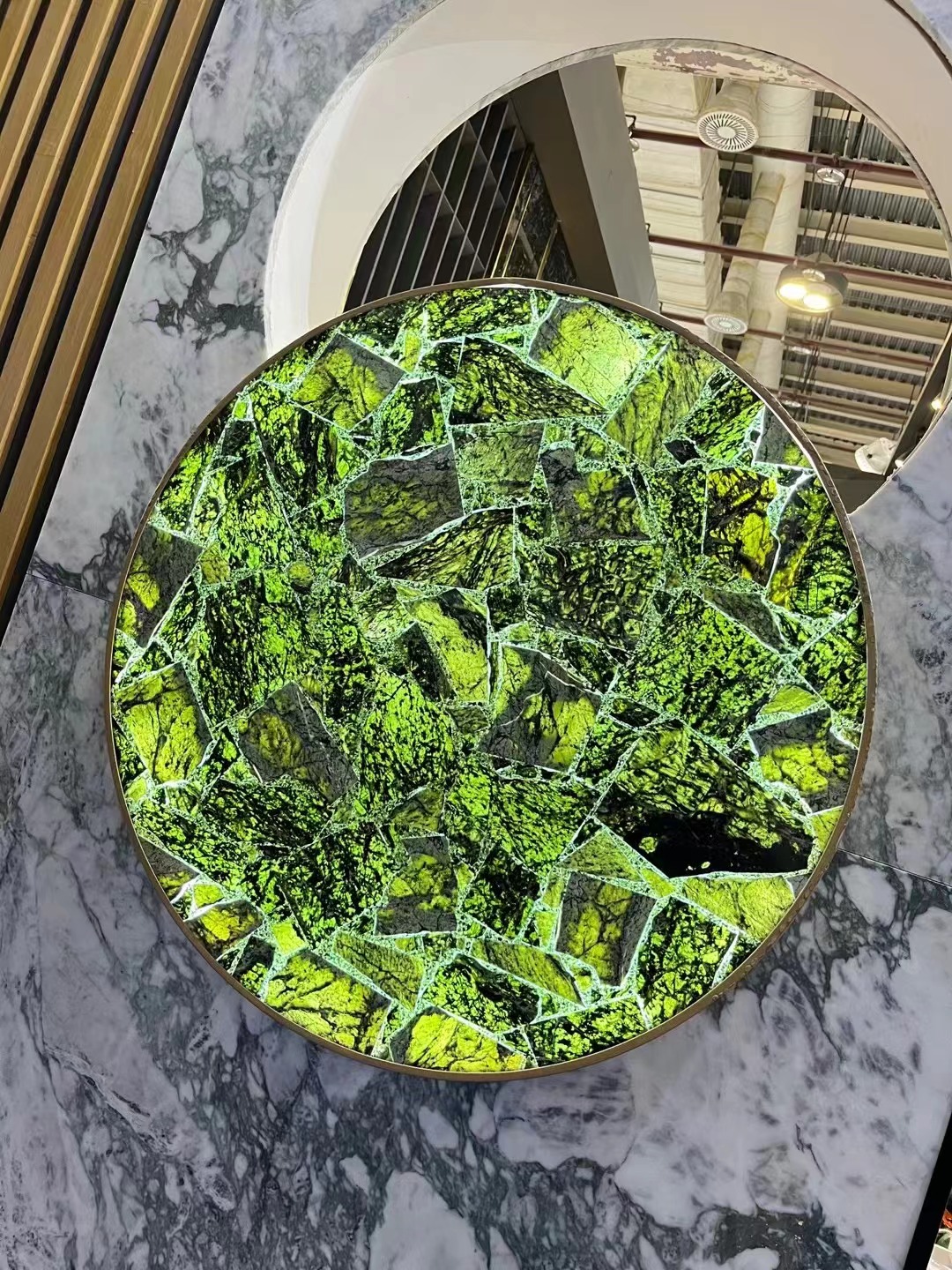 Red emerald backlit semiprecious stone Resin Tabletops