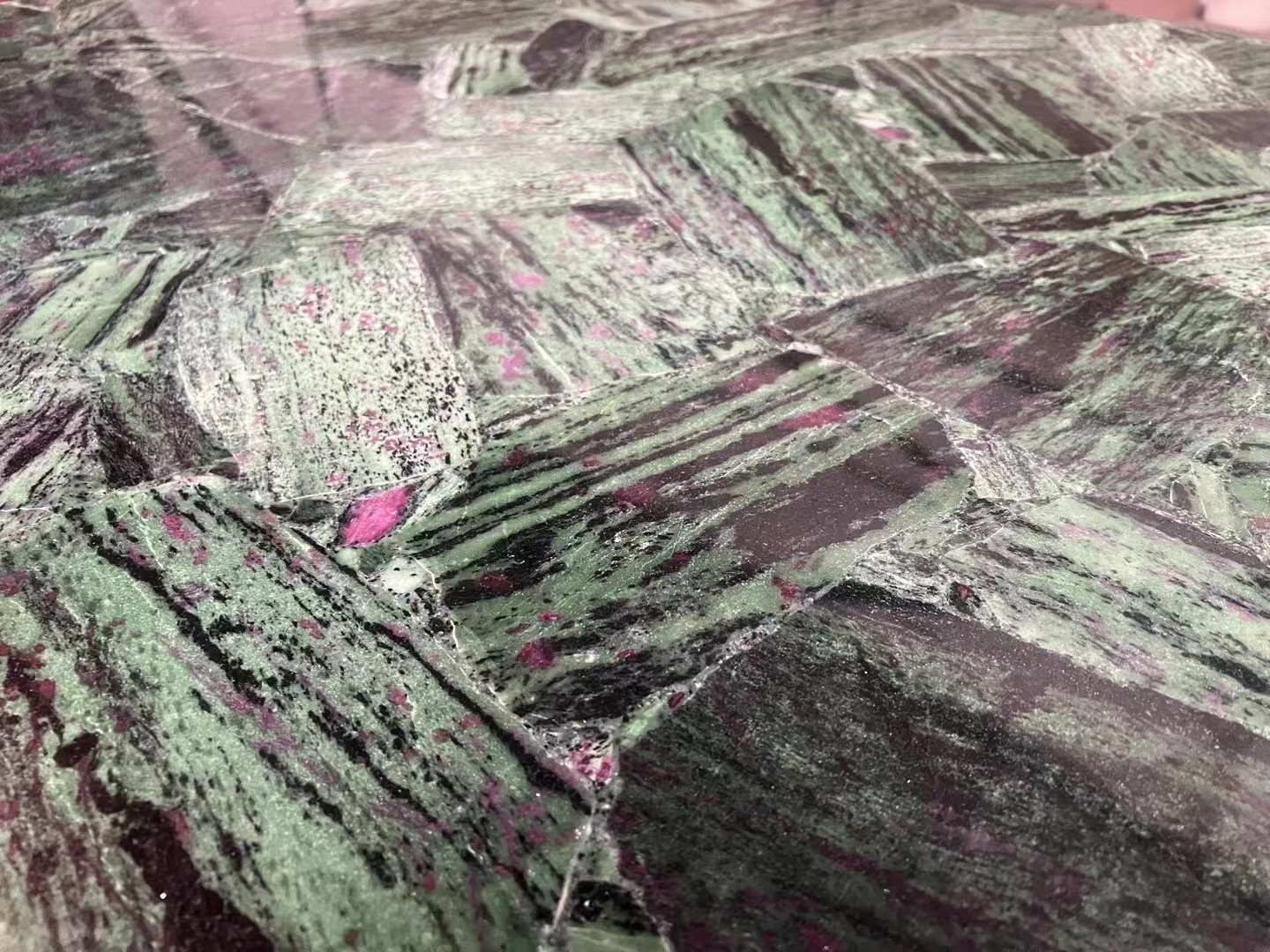 Red emerald backlit semiprecious stone Resin Tabletops