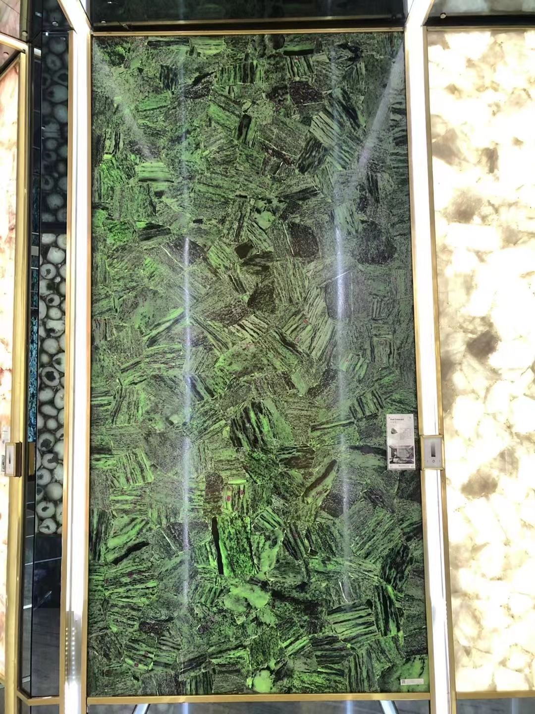 Red emerald backlit semiprecious stone Resin Tabletops