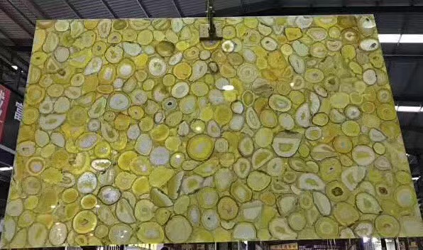 Yellow agate  Semiprecious Stone backlit Slabs