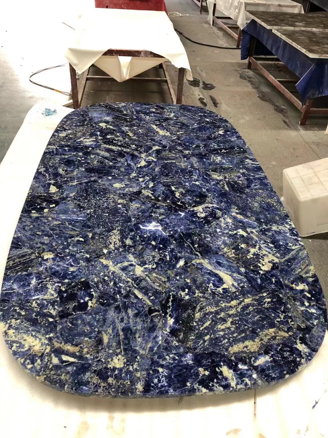 Bolivia blue semiprecious stone solid surface table top