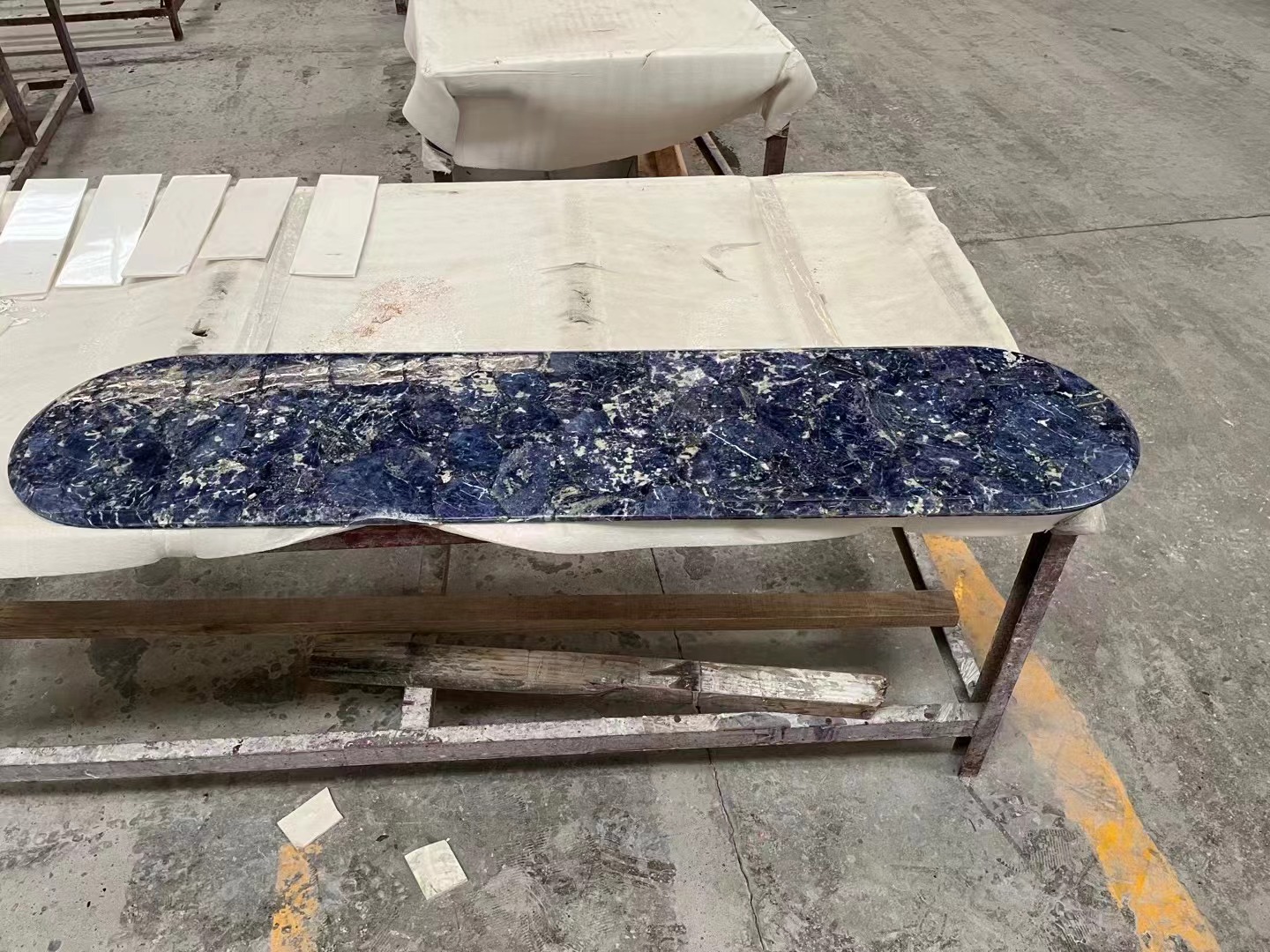 Bolivia blue semiprecious stone solid surface table top