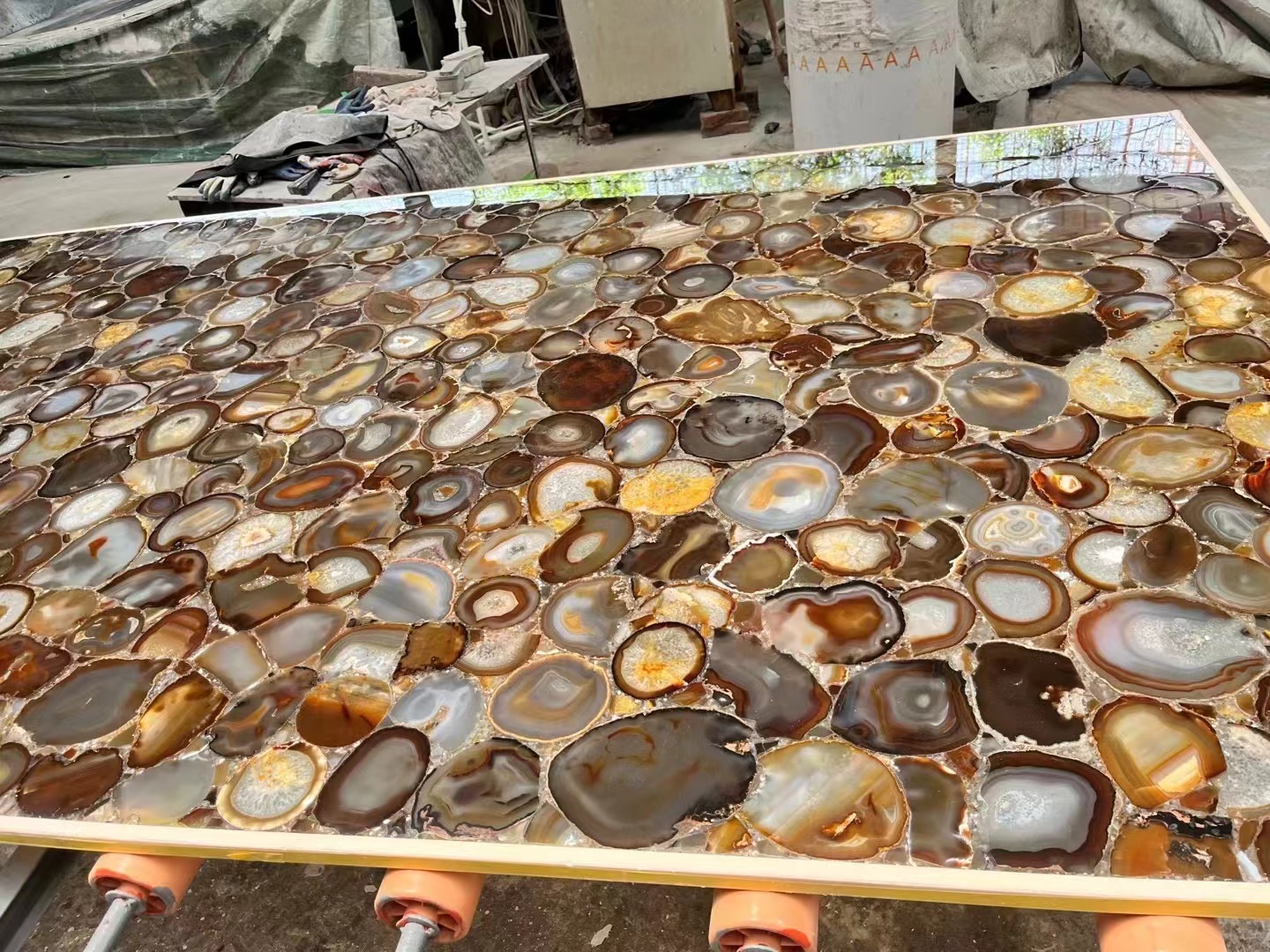 Coffee brown Semiprecious Stone backlit Gemstone Tiles