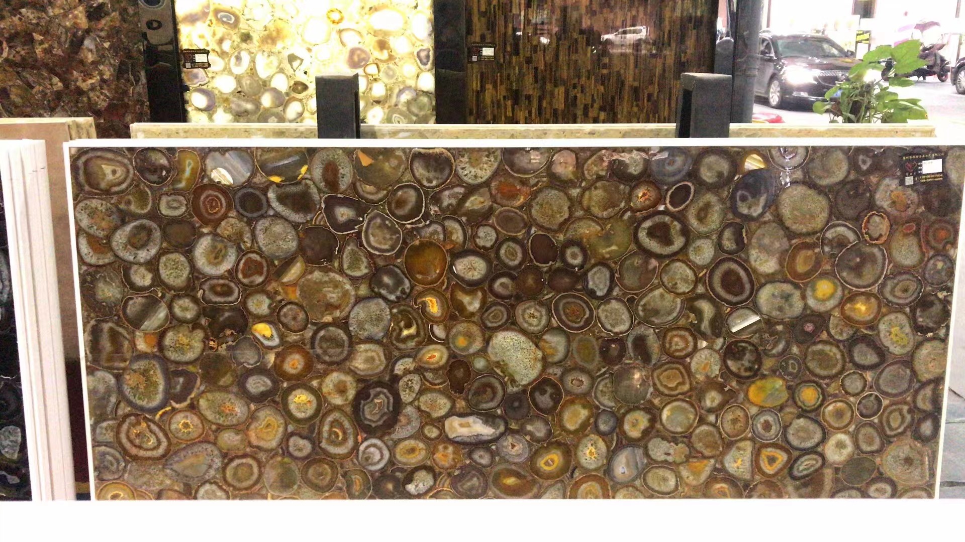 Coffee brown Semiprecious Stone backlit Gemstone Tiles