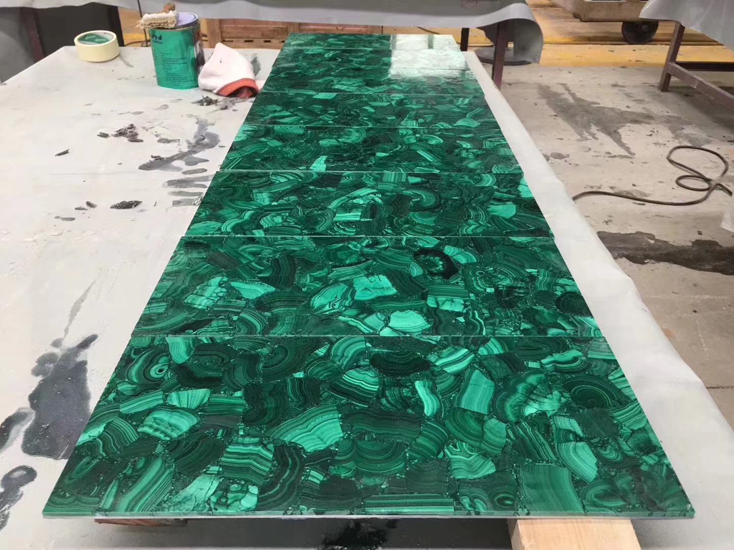Malachite green solid surface gemstone table top