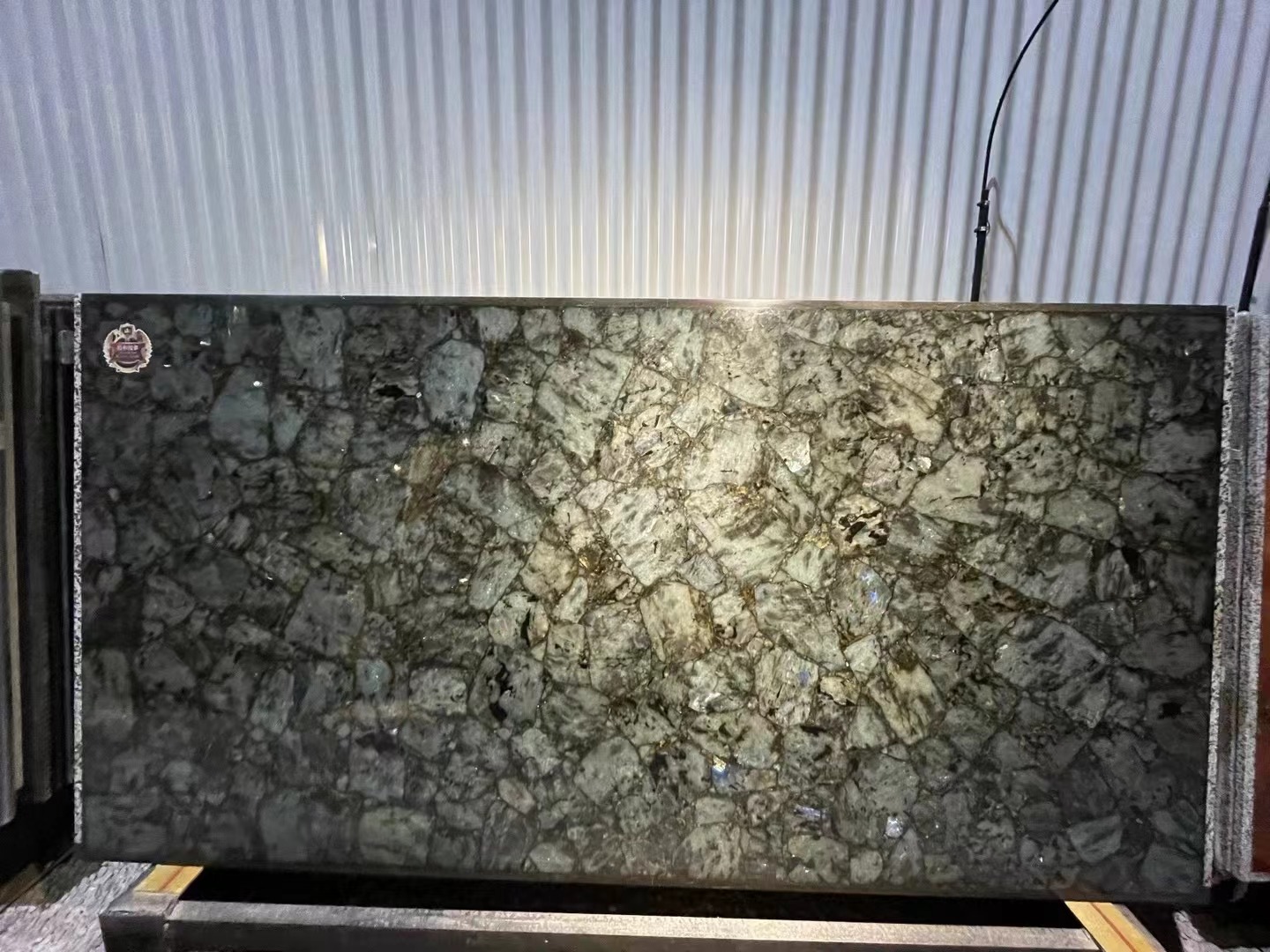 Labradorite blue semiprecious stone round table tops