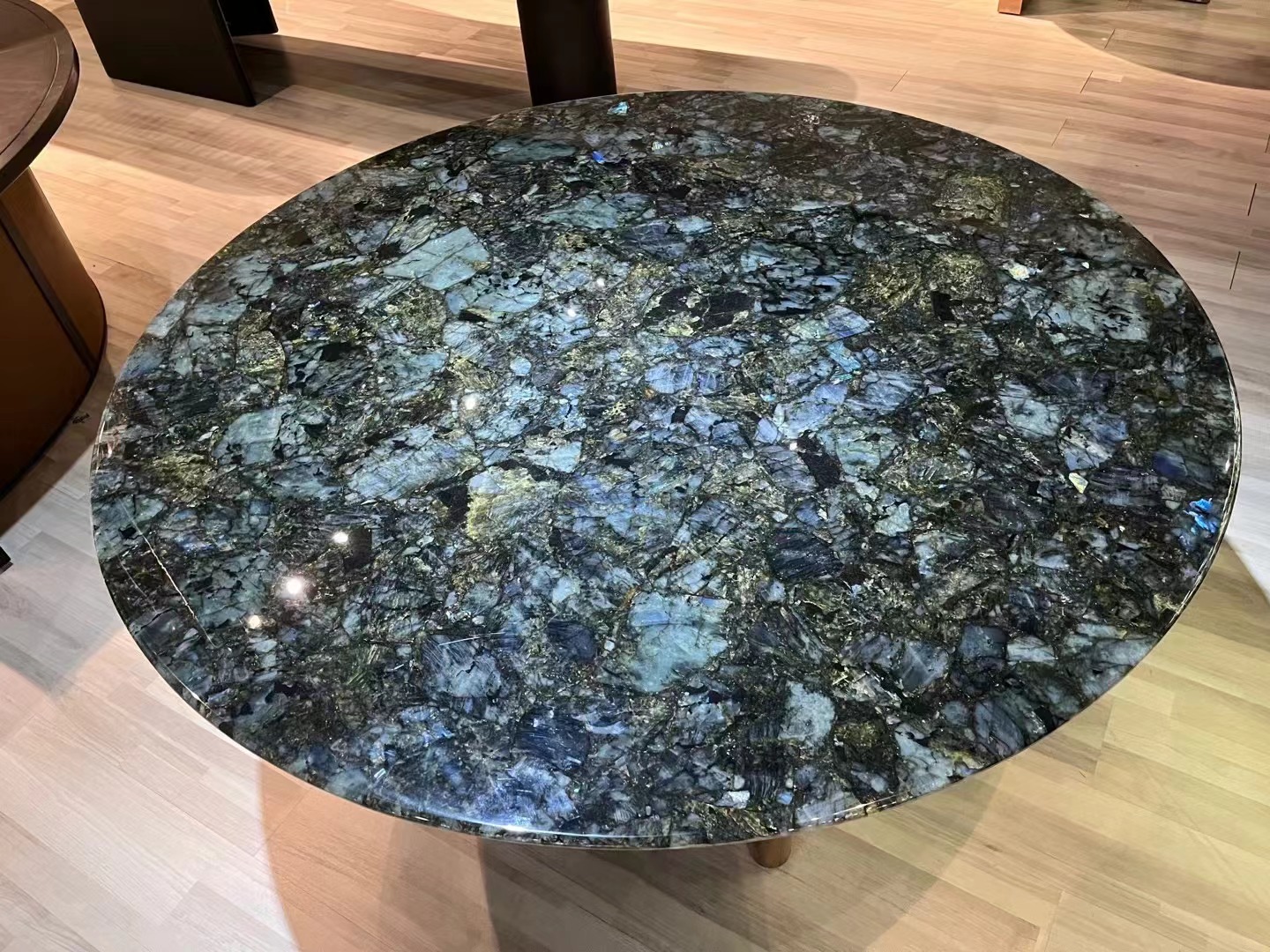 Labradorite blue semiprecious stone round table tops