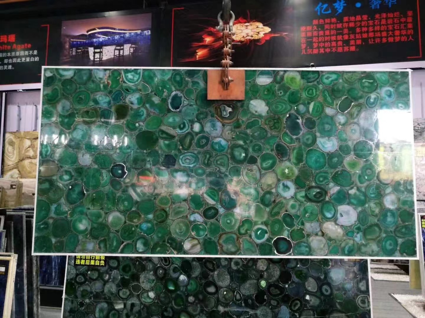 Green agate round table Semiprecious Stone 