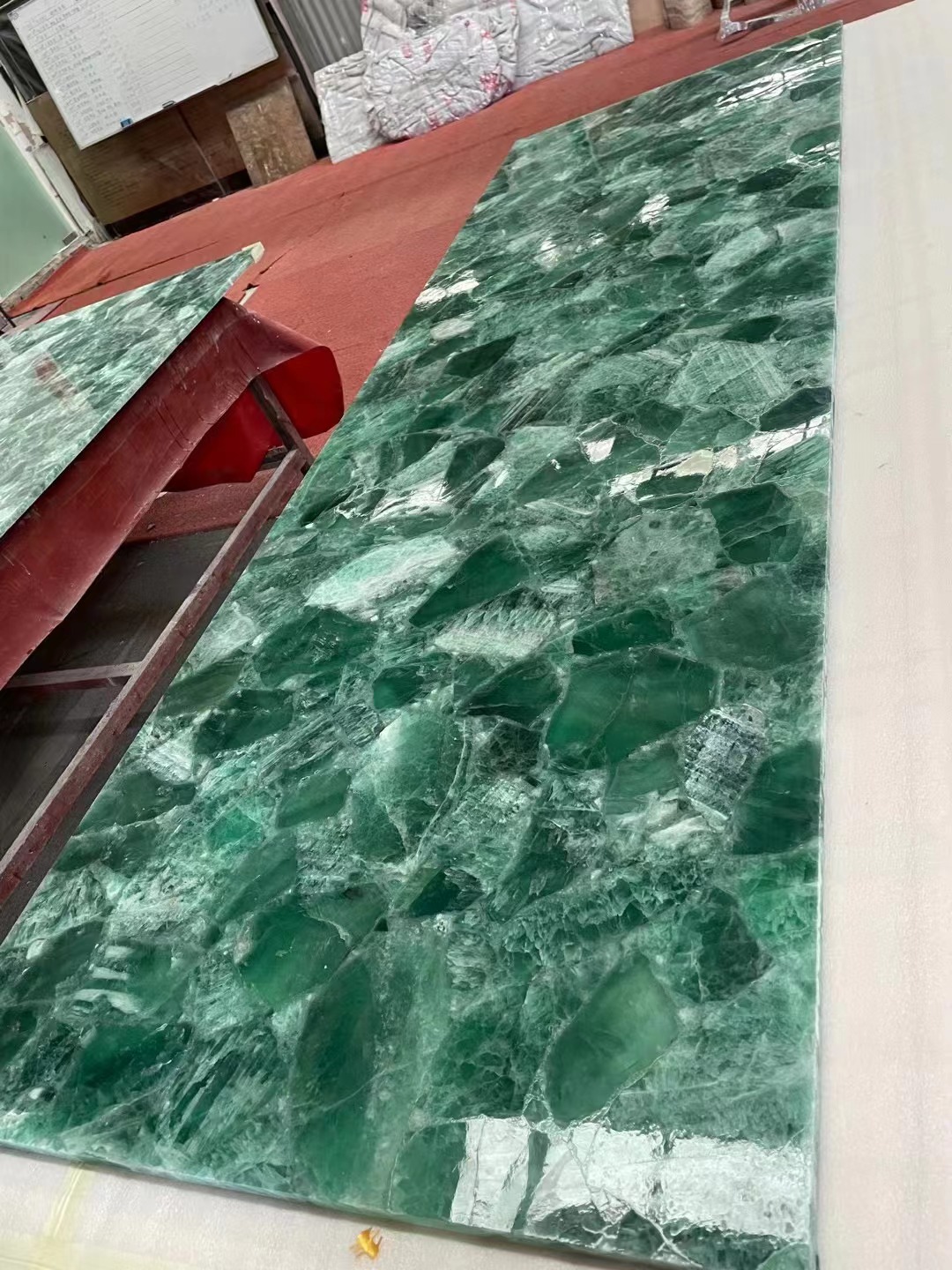 Green quartz gemstone table top Resin Tabletops