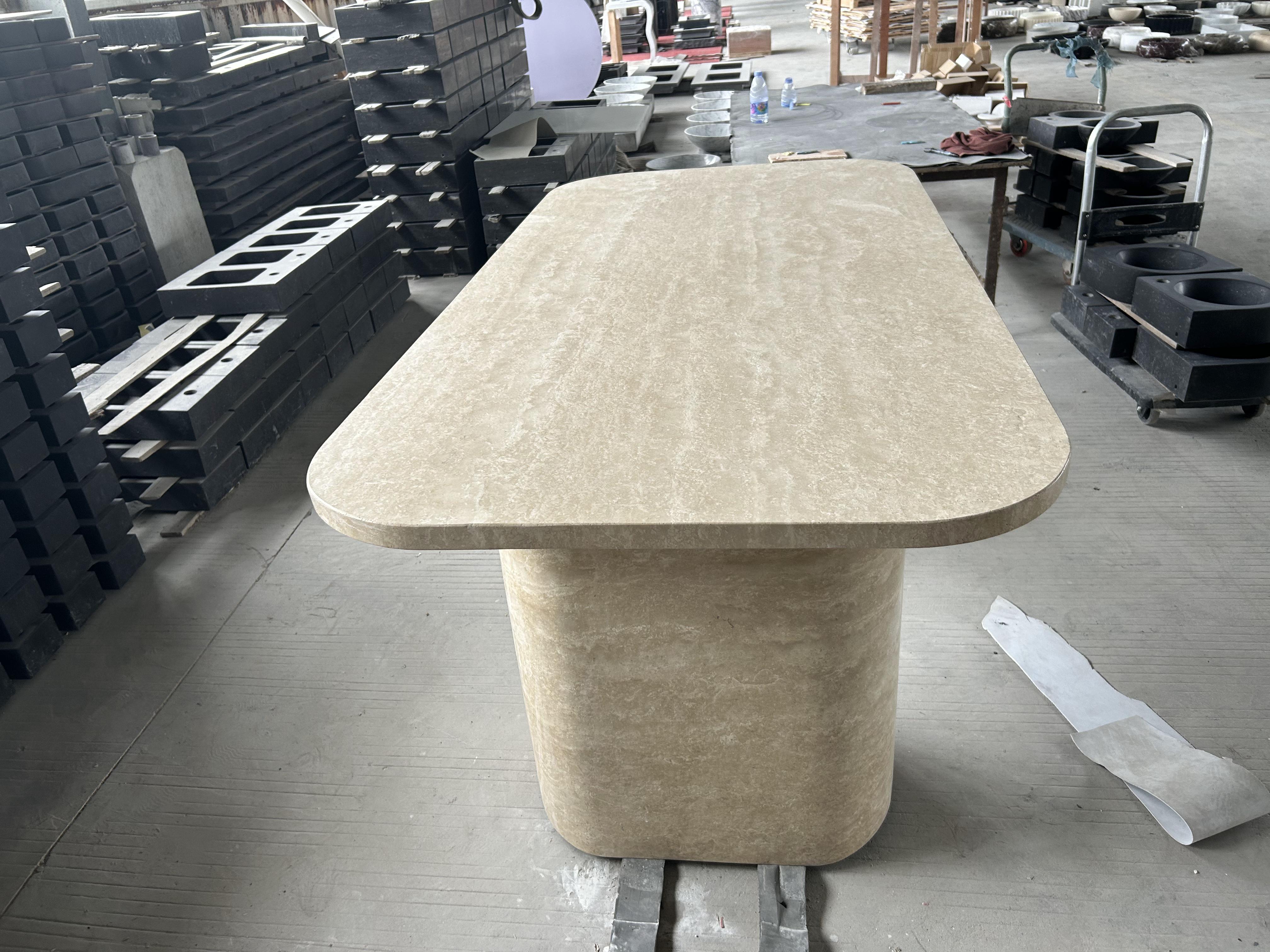 Beige Travertine Long Table Sets