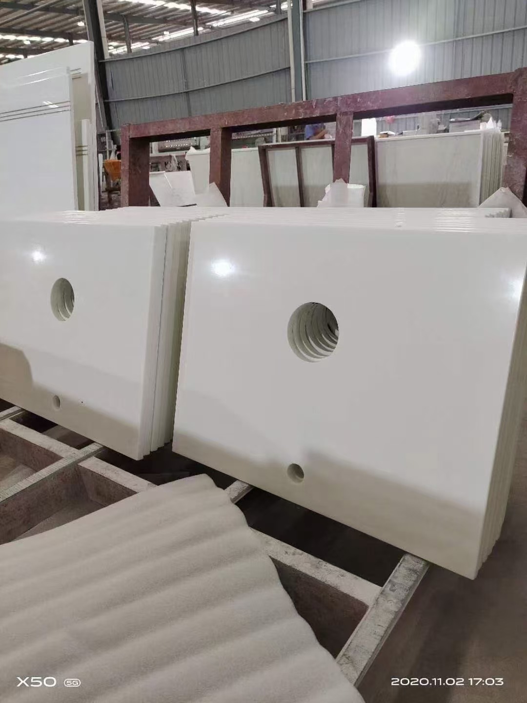 Nano white Precast Vanity Crystallized Stone Tiles